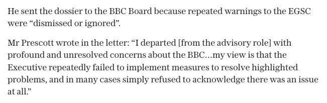 A fragment of Michael Prescott’s letter published by The Telegraph